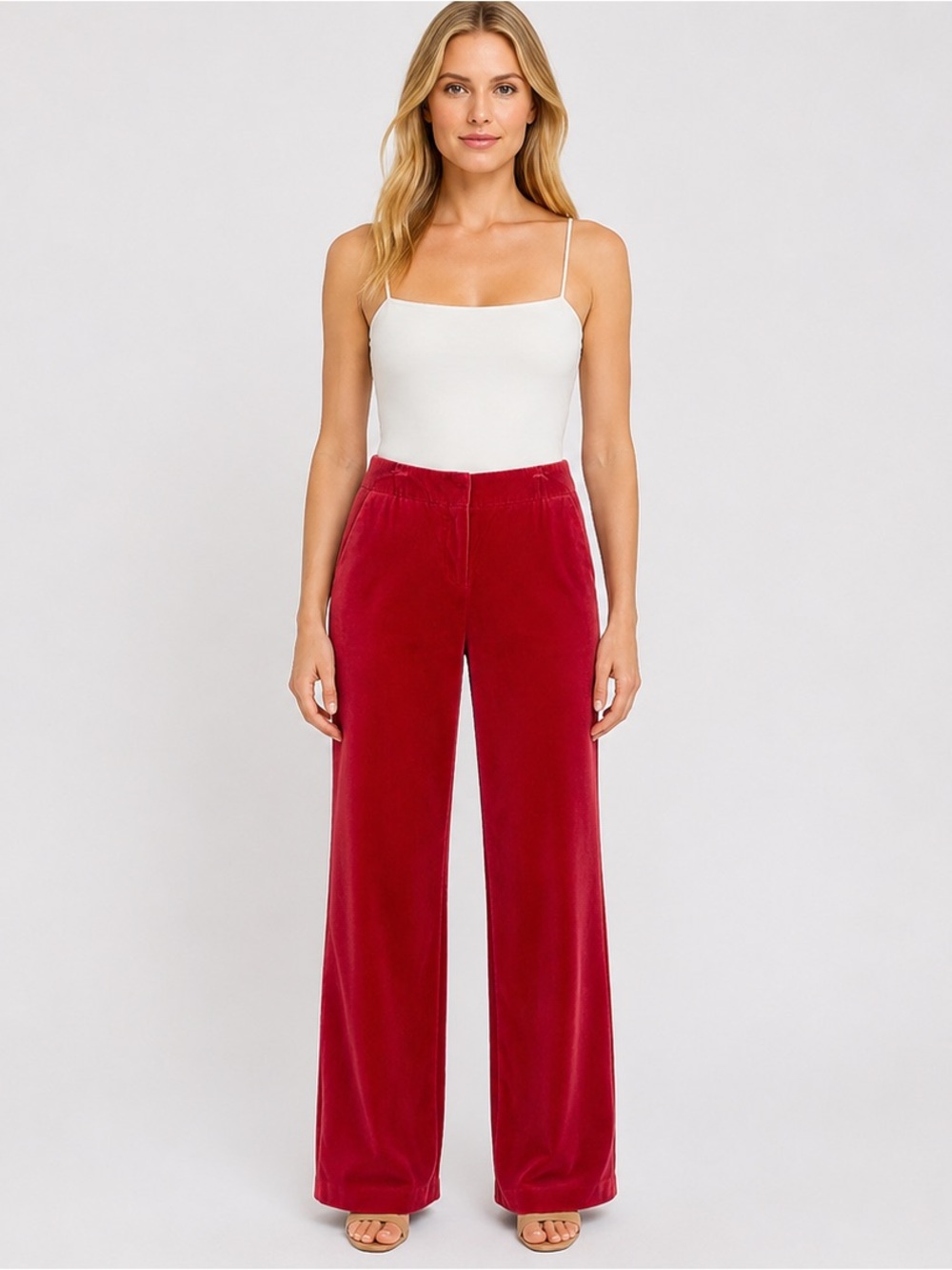 Liz Claiborne Audra Red Velour Stretch Cotton Dress Pants Size 10